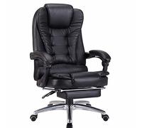 ShAzanz Chaises de Bureau Fauteuil De Direction 74cm de Haut Conception à Double Couche, PU Fauteuil inclinable Business avec Repose Pied Coussin, Portant Poids 200 kg, Noir Fauteuil de Bureau