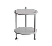 ShAzanz Tables Table D'appoint De Rangement À 2 Étages , Chariot en Bois Massif , Table Basse Mobile avec Poulie, 3 Couleurs(Grey)