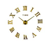 SHBHWS 3D Grands Chiffres Romains Horloge Miroir Surface Autocollant Mural décor de Bureau à Domicile Art pour la Maison et Le Bureau(Gold)