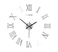 SHBHWS Horloge Murale silencieuse 3D de Grande Taille, Autocollant poinçon Moderne Simple Noir/Or/Argent, DIY Bricolage pour la Maison et Le Bureau(Roman Num-Silver)
