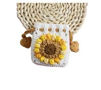 SHBHWS Porte-monnaie en crochet tournesol tricoté avec cordon de serrage for femme, mini sac à main, porte-clés(White)