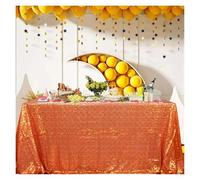 SHBHWS Rectangle Table Cover Sequin Tablecloth for Party Dinner Wedding Christmas Valentine's Day Events Decorations pour Banquet de Mariage(1PC-Orange,130X300CM)