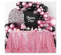 SHBHWS Rectangle Table Cover Sequin Tablecloth for Party Dinner Wedding Christmas Valentine's Day Events Decorations pour Banquet de Mariage(1PC-Pink,130X200CM)