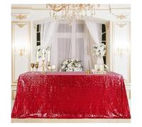 SHBHWS Rectangle Table Cover Sequin Tablecloth for Party Dinner Wedding Christmas Valentine's Day Events Decorations pour Banquet de Mariage(1PC-Red,130X220CM)