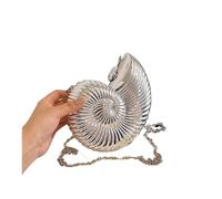 SHBHWS Sac à bandoulière simple en forme de conque for femme, sacoche, pochette chaîne métal, style décontracté Pour un Mariage Ou Un Dîner(Silver)
