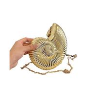 SHBHWS Sac à bandoulière simple en forme de conque for femme, sacoche, pochette chaîne métal, style décontracté Pour un Mariage Ou Un Dîner(Gold)