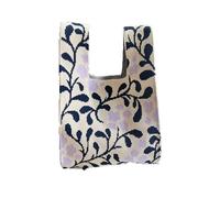 SHBHWS Sac à main tricoté fait main for femme, mini sac fourre-tout réutilisable avec nœud(Deep Blue)