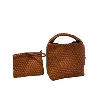 SHBHWS Sac bandoulière en cuir souple tissé à la main for femme, sacoche simple polyvalente de luxe haut gamme Pour Femmes(Brown1)