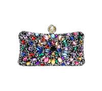 SHBHWS Sac de soirée en métal doré avec perles et strass pailletés, petit sac for femme, cadeau luxe for bal promo, petite amie, diamants Pour le Dîner(BLACKCOLOR)