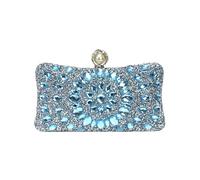 SHBHWS Sac de soirée en métal doré avec perles et strass pailletés, petit sac for femme, cadeau luxe for bal promo, petite amie, diamants Pour le Dîner(BLUE)