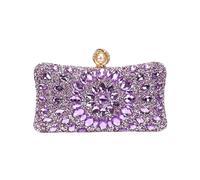 SHBHWS Sac de soirée en métal doré avec perles et strass pailletés, petit sac for femme, cadeau luxe for bal promo, petite amie, diamants Pour le Dîner(PURPLE)