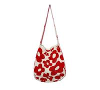 SHBHWS Sacs à bandoulière grande capacité, sacs à bandoulière, sacs fourre-tout en tricot crocheté à fleurs(Red)