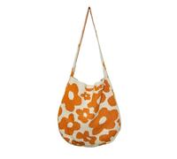 SHBHWS Sacs à bandoulière grande capacité, sacs à bandoulière, sacs fourre-tout en tricot crocheté à fleurs(Orange)