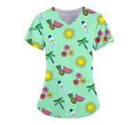 SHBHWS Uniforme de soins infirmiers, vêtements travail for infirmières, clinique, hôpital, t-shirt décontracté à manches courtes, chemisier for femmes, médical Pour Hôpitaux, Cliniques(Color7,L)