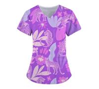 SHBHWS Uniforme de soins infirmiers, vêtements travail for infirmières, clinique, hôpital, t-shirt décontracté à manches courtes, chemisier for femmes, médical Pour Hôpitaux, Cliniques(Color8,XS)