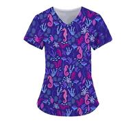 SHBHWS Uniforme de soins infirmiers, vêtements travail for infirmières, clinique, hôpital, t-shirt décontracté à manches courtes, chemisier for femmes, médical Pour Hôpitaux, Cliniques(Color3,M)
