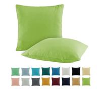 SHC by BaSaTex Lot de 2 taies d'oreiller en jersey | 100 % coton | 50 x 50 cm | Couleur : vert pomme