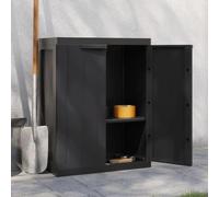 ShCuShan Armoire d'extérieur intérieure, multifonctionnelle, trois portes effet bois, deux compartiments séparés, armoire d'extérieur noire 65 x 37 x 85 cm en PP