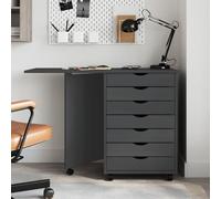 ShCuShan Armoire rotative avec bureau MOSS gris massif de pin, commode, armoire de bureau avec serrure de surface texturée, pour format A4 et lettre, studio