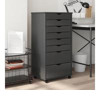 ShCuShan Armoire rotative avec tiroirs MOSS gris bois massif pin, commode, armoire de bureau avec serrure de surface texturée, pour format A4 et lettre, studio