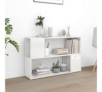 ShCuShan Bibliothèque blanche brillante 100 x 24 x 63 cm en aggloméré, étagère, bibliothèque, séparateur de chambre, organisateur autoportant, style moderne, pour salon, chambre à coucher, bureau