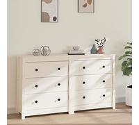 ShCuShan Buffet Blanc 140x35x80 cm Bois Massif de pin,Commode De Rangement Chambre,Commodes À Tiroirs,Meuble À Tiroirs