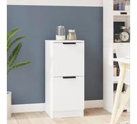 ShCuShan Buffet blanc 30 x 30 x 70 cm en bois multicouche, buffet de cuisine, meuble avec structure en bois, compartiments ouverts et armoires, buffet pour salon, chambre, bureau
