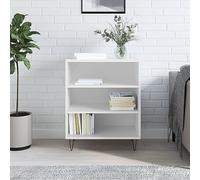 ShCuShan Buffet blanc brillant 57 x 35 x 70 cm en bois multicouche, buffet de cuisine, meuble avec structure en bois, compartiments ouverts et armoires, buffet pour salon, chambre, bureau
