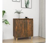 ShCuShan Buffet chêne fumé 60 x 35 x 70 cm en bois multicouche, buffet de cuisine, meuble avec structure en bois, compartiments ouverts et armoires, buffet pour salon, chambre, bureau