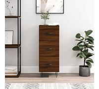 ShCuShan Buffet chêne marron 34,5 x 34 x 90 cm en bois multicouche, buffet de cuisine, meuble avec structure en bois, compartiments ouverts et armoires, buffet pour salon, chambre, bureau