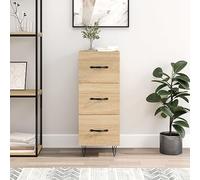 ShCuShan Buffet chêne Sonoma 34,5 x 34 x 90 cm en bois multicouche, buffet de cuisine, meuble avec structure en bois, compartiments ouverts et armoires, buffet pour salon, chambre, bureau