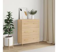 ShCuShan Buffet chêne Sonoma 69,5 x 34 x 90 cm en bois multicouche, buffet de cuisine, meuble avec structure en bois, compartiments ouverts et armoires, buffet pour salon, chambre, bureau