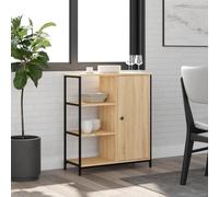 ShCuShan Buffet chêne Sonoma 70 x 30 x 80 cm en bois multicouche, buffet de cuisine, meuble avec structure en bois, compartiments ouverts et armoires, buffet pour salon, chambre, bureau