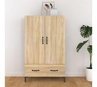 ShCuShan Buffet chêne Sonoma 70 x 31 x 115 cm en bois multicouche, buffet de cuisine, meuble avec structure en bois, compartiments ouverts et armoires, buffet pour salon, chambre, bureau