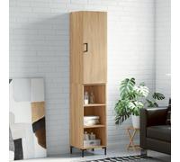 ShCuShan Buffet de cuisine, meuble avec structure en bois, compartiments ouverts et armoires, buffet pour salon, chambre, bureau, buffet chêne Sonoma 34,5 x 34 x 180 cm en bois multicouche