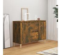 ShCuShan Buffet en chêne fumé 103,5 x 35 x 70 cm en bois multicouche, buffet de cuisine, meuble avec structure en bois, compartiments ouverts et armoires, buffet pour salon, chambre, bureau