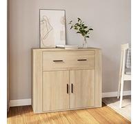 ShCuShan Buffet en chêne Sonoma 80 x 33 x 70 cm en bois multicouche, buffet polyvalent, meuble bois pour cuisine, salon, salle à manger