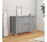 ShCuShan Buffet gris Sonoma 103,5 x 35 x 70 cm en bois ingénieux, buffet de cuisine, meuble avec structure en bois, compartiments ouverts et armoires, buffet pour salon, chambre, bureau