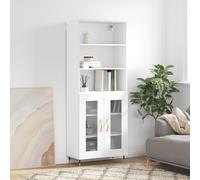 ShCuShan Buffet Haut Blanc 69,5x34x180 cm Bois d'ingénierie,Meuble Plus Tiroir Secret,Buffet Salon,Commode Chambre