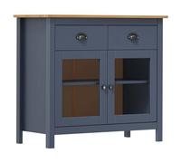 ShCuShan Buffet Hill gris 90 x 40 x 80 cm en bois massif, Buffet de cuisine, meuble avec structure en bois, compartiments ouverts et armoires, buffet pour salon, chambre, bureau