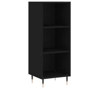 ShCuShan Buffet noir 34,5 x 32,5 x 90 cm en bois multicouche, buffet de cuisine, meuble avec structure en bois, compartiments ouverts et armoires, buffet pour salon, chambre, bureau