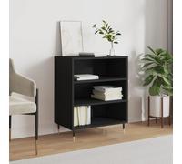 ShCuShan Buffet noir 57 x 35 x 70 cm en bois multicouche, buffet de cuisine, meuble avec structure en bois, compartiments ouverts et armoires, buffet pour salon, chambre, bureau