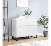 ShCuShan Buffets 2 pièces Blanc brillant 40 x 35 x 70 cm en bois multicouche, buffet de cuisine, armoire de cuisine, commode pour chambre à coucher, bibliothèque, buffet pour salle à manger