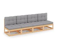 ShCuShan Canapé 4 Places de Jardin avec Coussins Bois de pin Massif,Housses De Canapés De Jardin,Housse Protection Canapé,Housse Canape Exterieur
