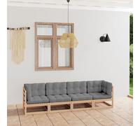 ShCuShan Canapé 4 Places de Jardin avec Coussins Bois de pin Massif,Housses De Canapés De Jardin,Housse Protection Canapé,Housse Canape Exterieur