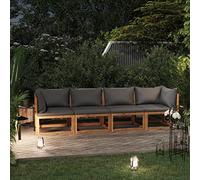 ShCuShan Canapé de Jardin à 4 Places avec Coussin Bois d'acacia Massif,Housses De Canapés De Jardin,Housse Protection Canapé,Housse Canape Exterieur