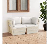 ShCuShan Canapé palette à 2 Places de Jardin avec Coussins Bois d'épicéa,Housses De Canapés De Jardin,Housse Canape Exterieur,Housse Protection Canapé