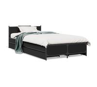 ShCuShan Encadré de lit avec tiroirs noir 90 x 190 cm en bois multicouche, lit, lit avec tête et tiroirs conteneur, structure lit et lattes en bois