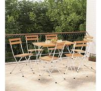 ShCuShan Ensemble de salle à manger de jardin, ensemble de salon d'extérieur, ensemble de jardin extérieur, ensemble de table et de chaises de jardin, ensemble de bistro pliable 7 pièces en bois