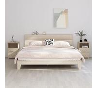 ShCuShan HAMAR Lot de 2 tables de chevet 40 x 35 x 62 cm en bois massif de pin, table de chevet, table basse avec tiroir, poignée, compartiment ouvert, pour chambre à coucher, salon
